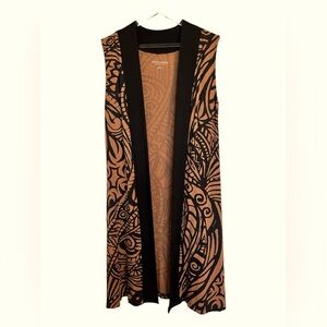 Soft Surroundings Serengeti Cardi - long vest, black/brown-BOHO-Medium Petite